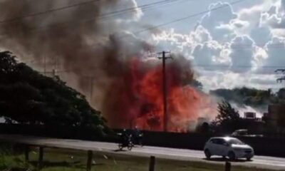 Grande incêndio atinge empresa de madeira em Mogi Guaçu