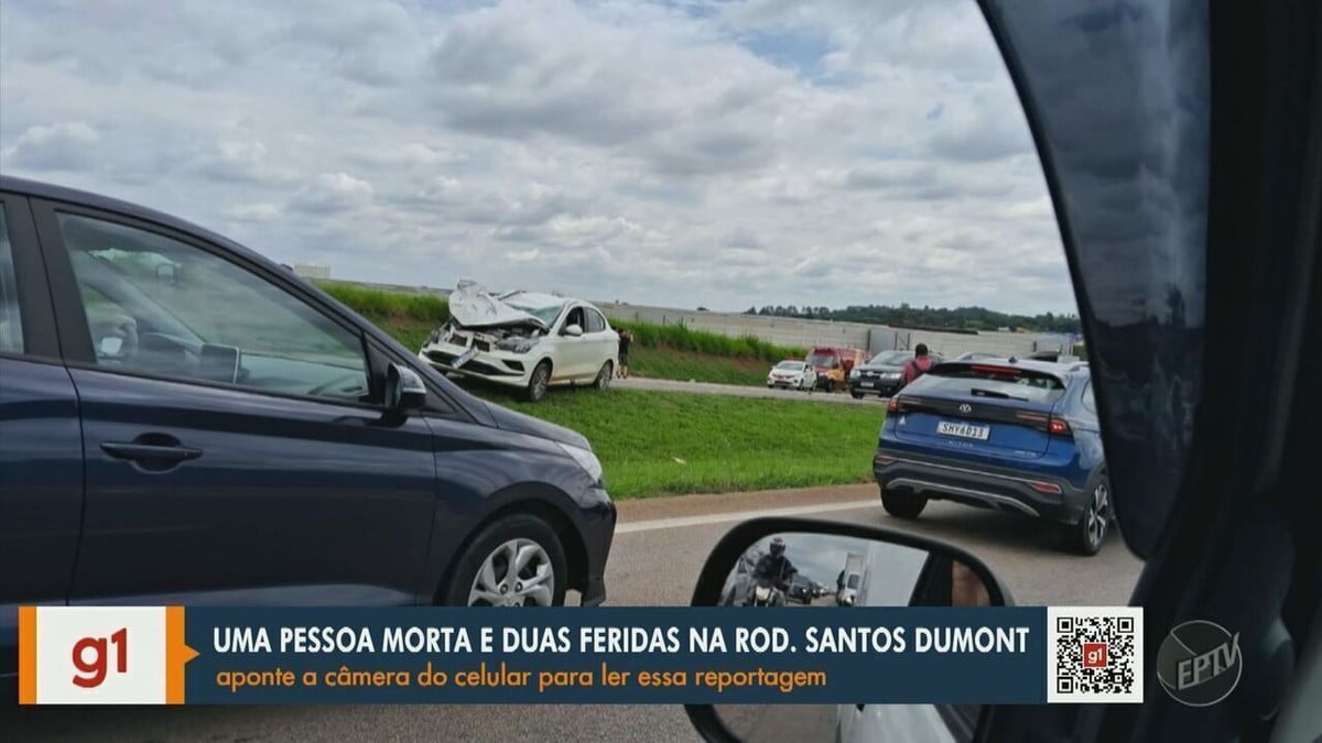Mulher falece e dois homens são gravemente feridos em acidente com quatro veículos na Rodovia Santos Dumont