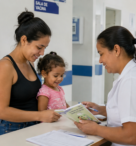 Família beneficiária do Bolsa Família realiza acompanhamento obrigatório de saúde em uma unidade de atendimento em Indaiatuba.