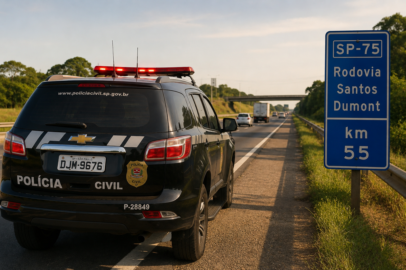 Imagem ilustrativa da Rodovia Santos Dumont SP-75, em referência a acidente registrado em Indaiatuba